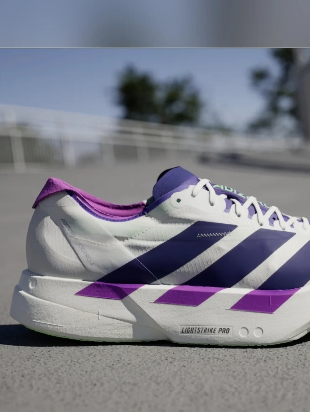 adidas Adizero Adios Pro 4 Core White Purple Lime JR1656 Men's Size 10 New - Picture 2 of 12